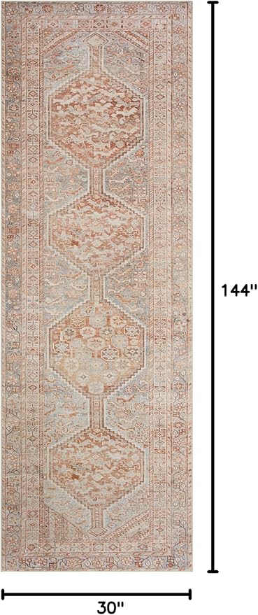Loloi Chris Loves Julia Jules Collection JUL-04 Tangerine/Mist 2'-6'' x 12'-0'', .13" Pile Height, Runner Rug