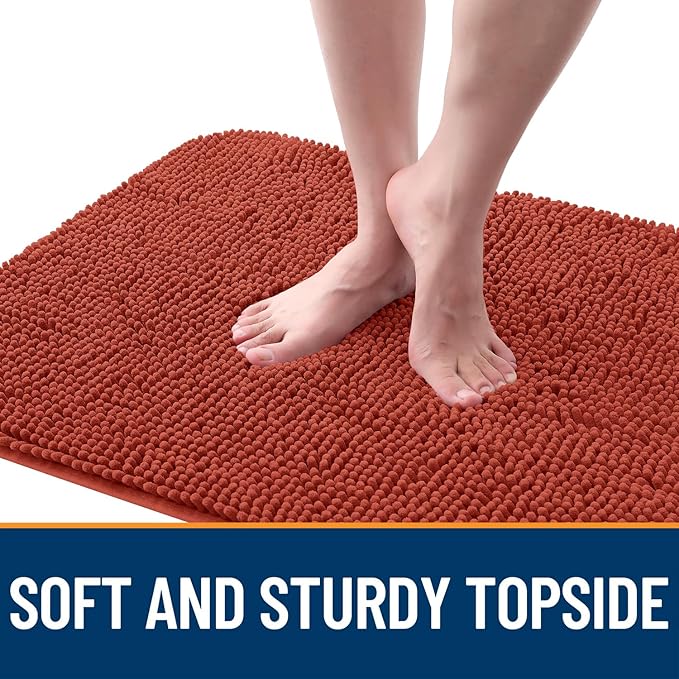 OLANLY Dog Door Mat for Muddy Paws 24x16, Absorbs Moisture and Dirt, Absorbent Non-Slip Washable Doormat, Quick Dry Chenille Mud Mat for Dogs, Entry Indoor Entryway Carpet for Inside Floor, Maple Red