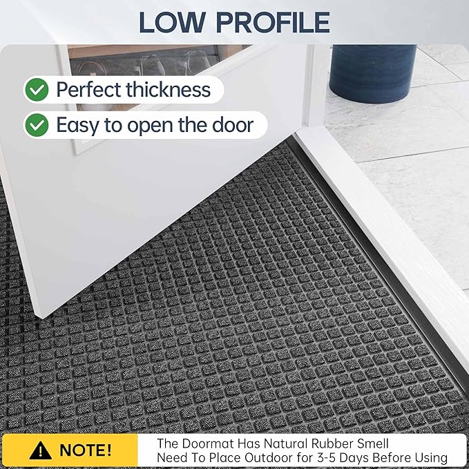 Amyracel Outdoor Indoor Door Mat for Entryway, 24"x72" All Season Weather Outside Door Mat, Low Pile Heavy Duty Rubber Backing Doormat, Stain and Fade Resistant, Inside Door Mats for Home Entry Floor