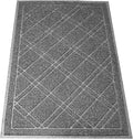SlipToGrip Durable Door Mat - Grey Plaid Design Entryway Rug - 35x23 inches, No-Slip and Washable - Indoor and Outdoor Use, Weatherproof - Ideal for Garage, Patio, and Front Entryway