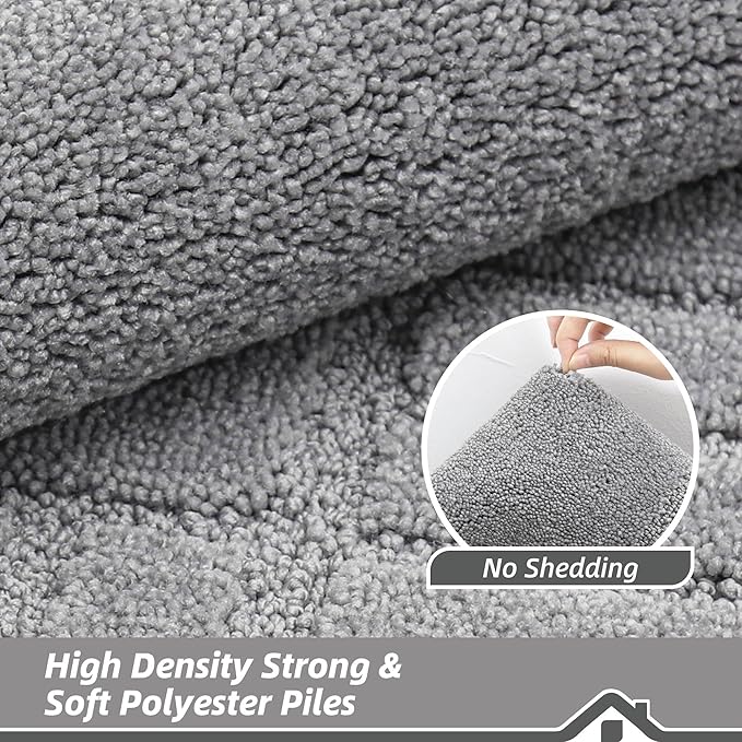 BEQHAUSE Door-Mat-Non-Slip Front Door Mat Washable Low-Profile Entrance Rugs for Front Door Entry Dirt Trapper Door Mats Absorbent Welcome Mats,20"x32",Light Grey