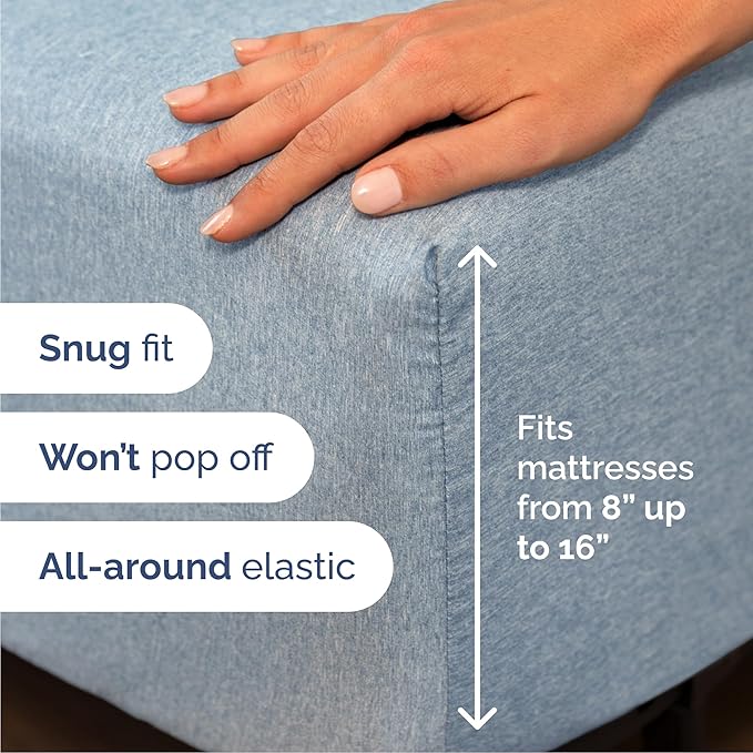 Cal King 6 Piece Sheet Set - Cooling & Breathable - Hotel Luxury Bedding, Includes Fitted Sheet for Women, Men, Kids & Teens - 1 Flat, 1 Fitted Sheet, 4 Pillowcases w/Deep Pockets - Heathered Blue