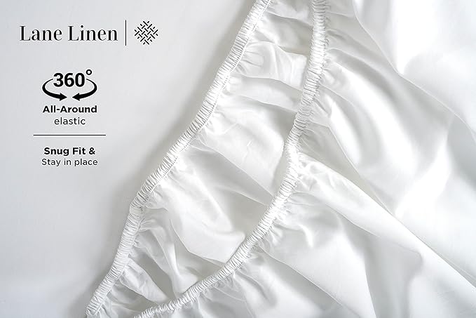LANE LINEN King Size Sheets Set – 600 Thread Count Long-Staple 100% Cotton Sheets, Naturally Cool & Durable for Everyday Use, 15" Deep Pocket Fitted Sheet with All-Around Elastic for Snug Fit – White