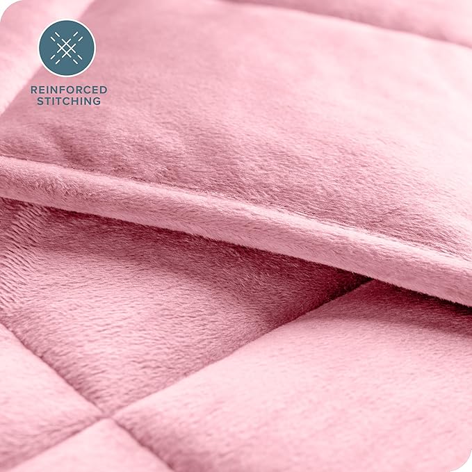 Bare Home Weighted Blanket Twin or Full Size 7lb (40" x 60") for Adults - Minky Fleece - Premium Heavy Blanket Nontoxic Glass Beads (Light Pink, 40"x60")