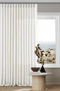 Off White Linen Pinch Pleated Curtains 80 Inches Long 2 Panels for Living Room Bedroom Beige White Textured Linen Pleated Hooks Rings Back Tab Boho Neutral Light Filter Curtain Drapes 80 Inch Length