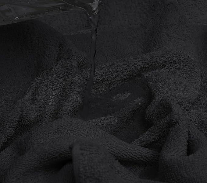 Looperry 6 Pack Small Bath Towel Set - 100% Cotton 23x46 Shower Towels in 450 GSM. Lightweight & Absorbent Quick Dry Gym Towel for Showering, Pet Drying, Spas & Salons. Terry Ringspun Towels (Black)