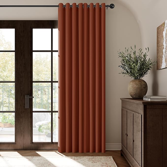 ChrisDowa 100% Blackout Terracotta Solid Curtains 102 Inches Long 2 Panels for Bedroom Living Room,Farmhouse Room Darkening Thermal Insulated Soundproof Grommet Top Window Treatment Drapes,52x102