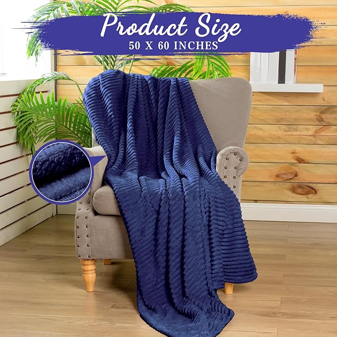 Buryeah 24 Pcs Flannel Throw Blanket Bulk 50 x 60 in Sleepover Blanket Outdoor Wedding Throw Lightweight, Oeko-tex Standard 100 Certified for Sofa Homeless Gifts (Navy)