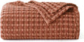 Bedsure Cooling Cotton Waffle Weave Blanket - Lightweight Breathable Blanket of Rayon Derived from Bamboo for Hot Sleepers, Luxury Throws for Bed, Couch and Sofa, Red Orange, 50x70 Inches