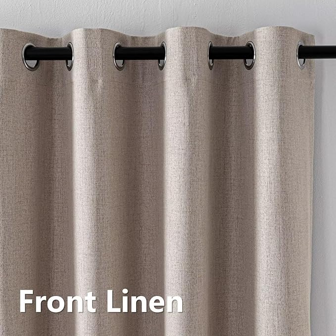 100% Blackout Curtains 90 Inch Length 2 Panels Set, Black Out Curtains for Living Room, Beige Thermal Insulated Grommet Drapes Bedroom Luxury Decor Privacy(52W × 90L inch, Beige)