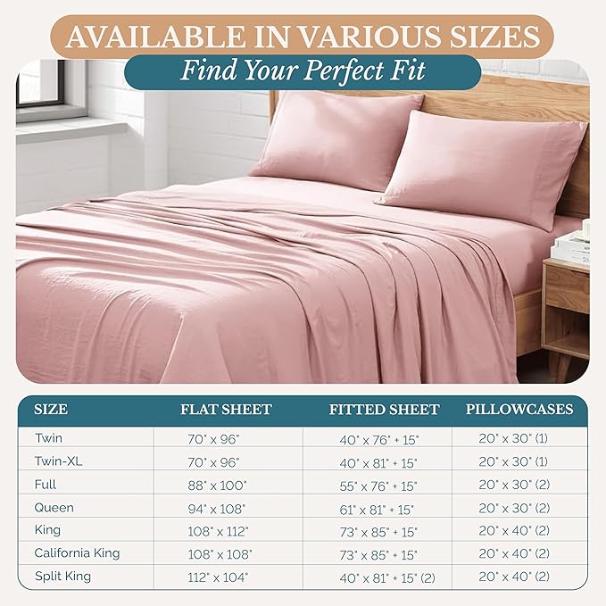 Casa Platino Twin Sheet Set, Hydro-Brushed for Softness, 3 Piece Set, Cozy & Breathable Bed Sheets, Hydro-Brushed Microfiber Sheet Sets Twin Size Bed, Cooling with Deep Pockets – Sepia Rose