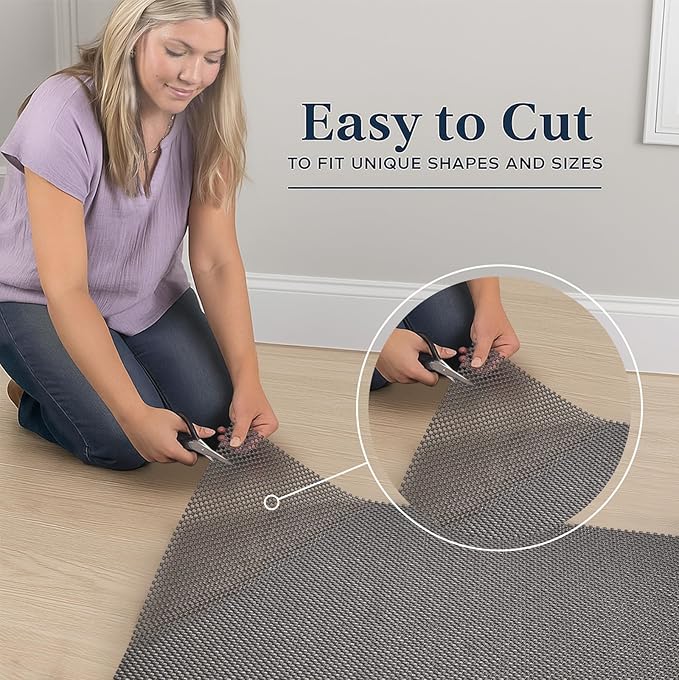 Veken 8x10 Ft Rug Pad Gripper for Hardwood Floors, Non Slip Dark Grey Rug Pads for Area Rugs, Thick Rug Grippers for Tile Floors, Under Carpet Anti Skid Mat, Keep Your Rugs Safe and in Place