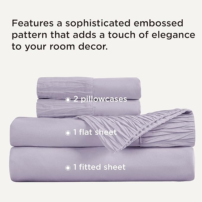 Bedsure Queen Sheet Set - 4 Pieces Soft Queen Size Sheets - Breathable & Cooling - Hotel Luxury - Easy Care Polyester Microfiber Bedding for Women, Men, Lavender