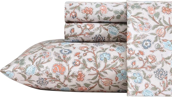 Wrangler - Twin Bed Sheets, Ultra-Soft & Lightweight Bedding with Matching Pillowcase, Lightweight Bed Set for All Season Comfort, Oeko-Tex Certified (Westward Floral Beige)