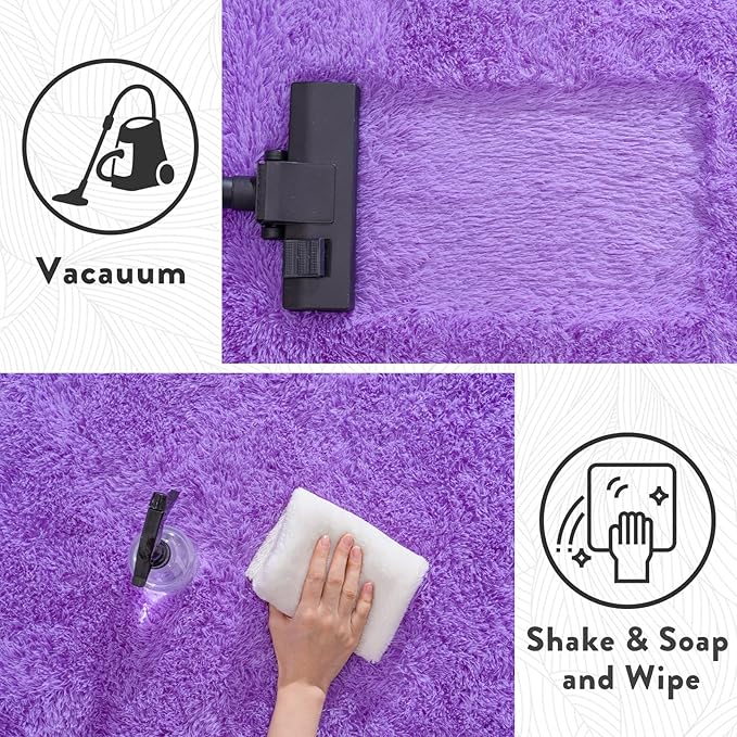 Shag Rugs 8x10 Purple Rug for Living Room Bedroom Decor, Large Fluffy Shaggy Rug for Kids Girls Dorm, Soft Fuzzy Plush Carpet