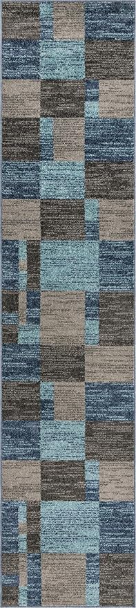 Unique Loom Autumn Collection Area Rug - Providence (2' 7" x 12' Runner, Blue Gray/ Light Brown)
