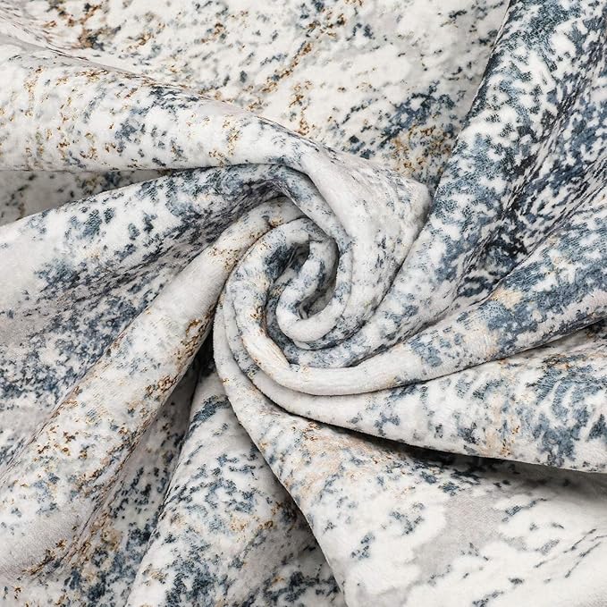 Area Rug Living Room Rugs - 10x13 Abstract Large Soft Indoor Washable Rug Neutral Modern Low Pile Carpet for Bedroom Dining Room Farmhouse Home Office - Blue