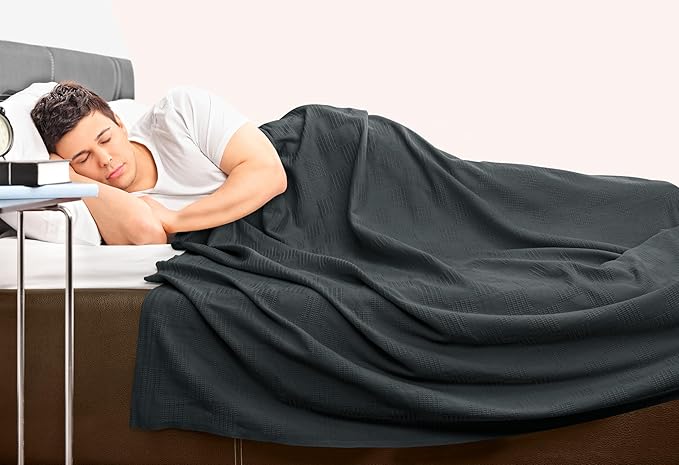 Utopia Bedding Smoke Gray 100% Cotton Blanket [Twin Size - 90x72 Inch] 350GSM Lightweight, Soft and Breathable Thermal Blanket for All Seasons (Pack of 10)