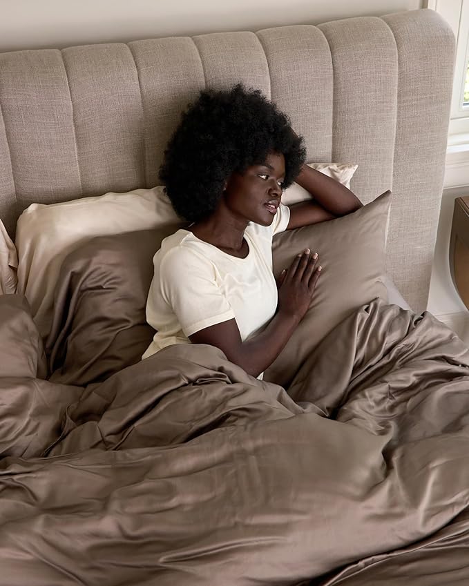 Cozy Earth Luxury Bed Sheet Set - 100% Viscose from Bamboo Fabric, Ultra-Soft & Breathable, Fits Regular & Deep Pocket Mattresses up to 20" - 4 Pieces California King Sheet Set Walnut