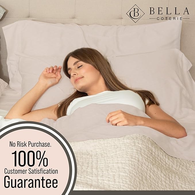 Bella Coterie 6 Piece Luxury Bamboo Viscose California King Size Sheet Set | 100% Organically Grown | Cooling for Hot Sleepers | 18" Deep Pocket | Soft & Hypoallergenic | 4 Pillowcases [Dune]