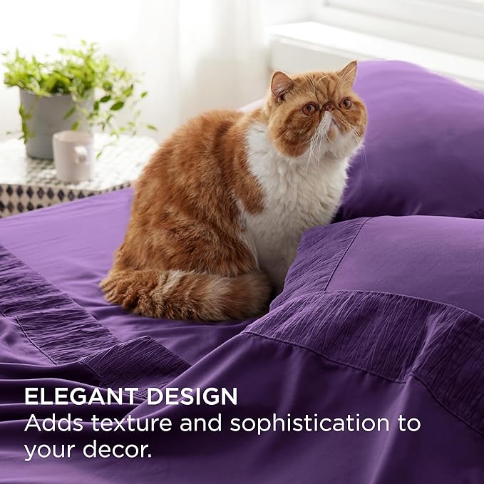 Bedsure Queen Sheet Set - 4 Pieces Soft Queen Size Purple Sheets - Breathable & Cooling - Hotel Luxury - Easy Care Polyester Microfiber Bedding for Women, Men