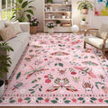 Lahome Insect 9x12 Area Rugs for Living Room Bedroom, Soft Washable Rugs 9x12 Stain Resistant, Ultra-Thin Non-Slip Non-Shedding Accent Carpet for Dining Room Office, Pink