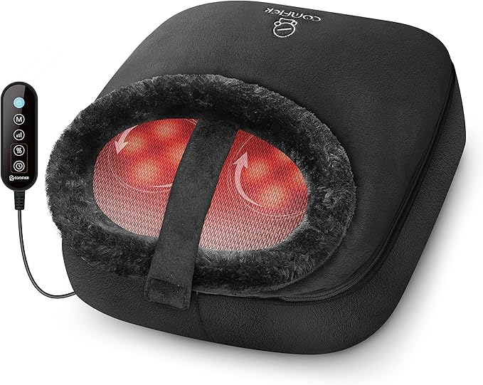 COMFIER Foot Massager with Heat, Electric Foot Warmer, Shiatsu Feet Massager Machine for Plantar Fasciitis,Neuropathy, 2-in-1 Foot & Back Massager, Foot Heater,Christmas Gifts for Women,Men