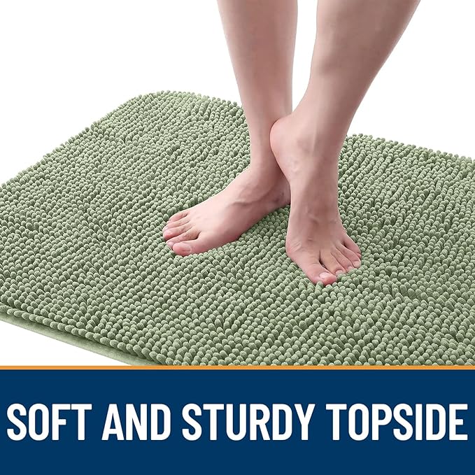 OLANLY Dog Door Mat for Muddy Paws 59x24, Absorbs Moisture and Dirt, Absorbent Non-Slip Washable Doormat, Quick Dry Chenille Mud Mat for Dogs, Entry Indoor Entryway Carpet for Inside Floor, Sage Green