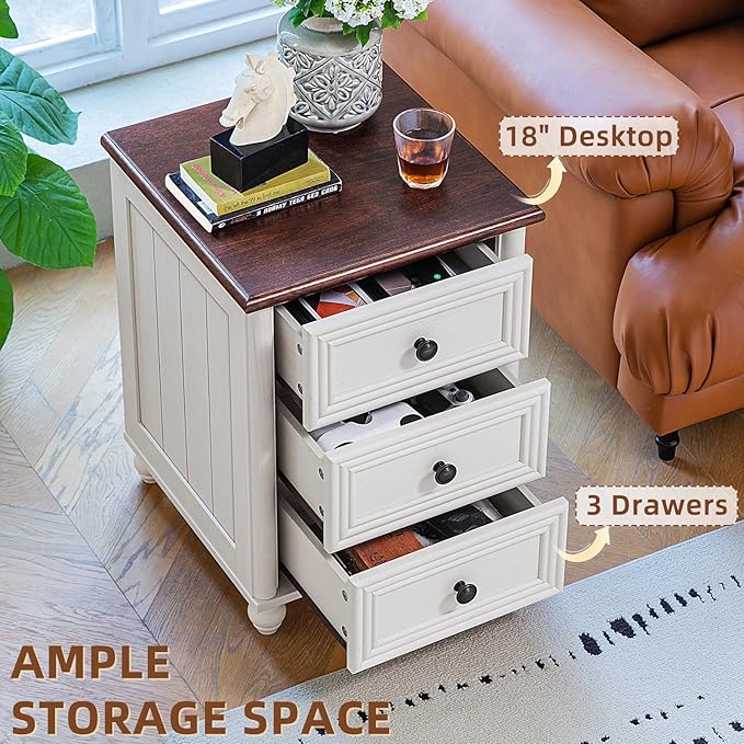 Farmhouse Dressers & Night Stand Set of 4, Wood 54" Wide 7 Drawer Dresser & 45" Tall Chest of Drawers, 18" Roman Column Nightstand Set of 2, Bedroom Furniture Dresser Sets for Home Living Room Hallway