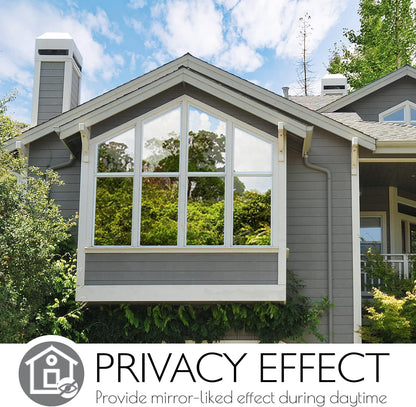 HIDBEA One Way Window Privacy Film Daytime, Heat Control UV Blocking Reflective Mirror Window Tint for Home, Non-Adhesive Self Static Cling Window Stickers (Silver, 17.5 Inch x 6.5 Feet)