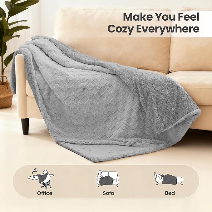 Heated Blanket 50x60 Inch Electric Blanket Throw Blanket with 6 Heat Settings and 1-4H Auto Off Timer, Machine Washable Soft Flannel Fleece for Couches, Beds Office (Grey)