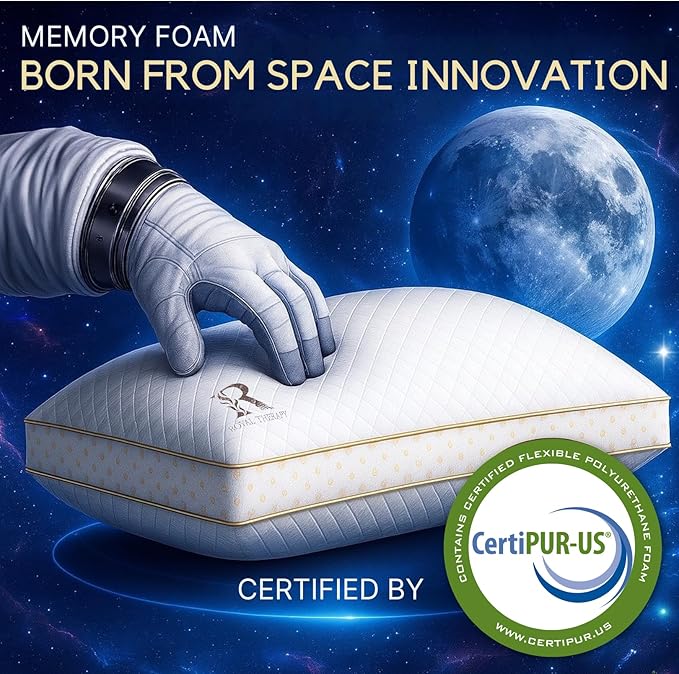 Royal Therapy 4-Pack King Memory Foam Pillow, Adjustable Shredded Odor-Free Pillow for Neck & Shoulder Pain Relief, Support for Back, Stomach, Side Sleepers, AirFlowPRO