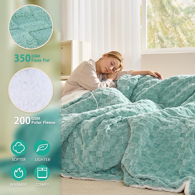 Electric Blanket, Heated Blanket with 6 Heat Levels & 10 Hours Auto Off, Soft Checked Flannel Fast Heating Blanket with ETL & FCC Certification (Green, 84"X90")