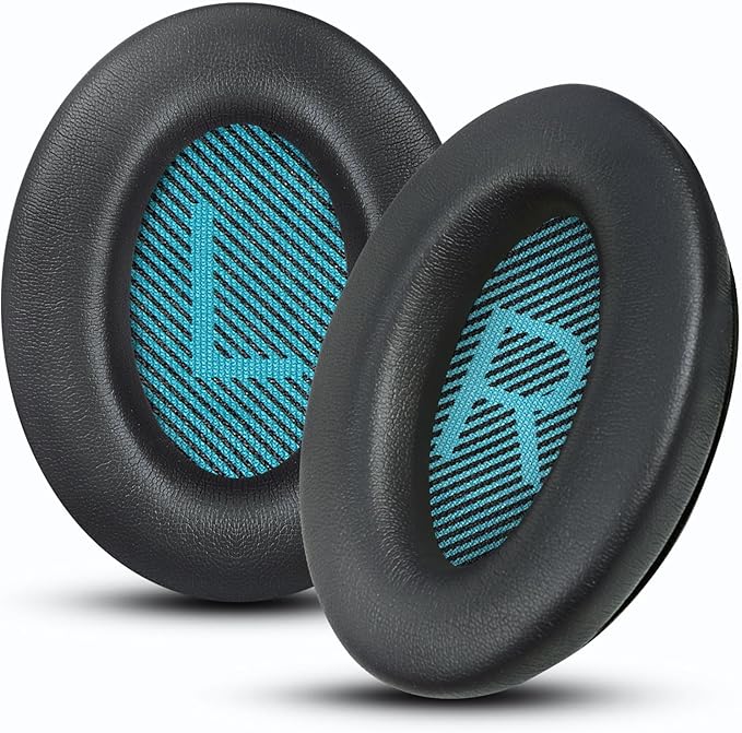 Headphones Replacement Ear Pads, Soft Protein Leather earpad Cushions for AE2/QuietComfort 15/QC25 Headphones, Noise Isolation Memory Foam, Cloud Like Comfort - Black