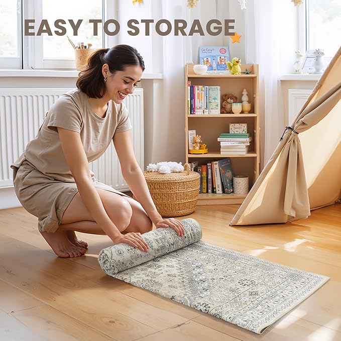 zesthome Washable Runner Rug 2.5x16 - Stain Resistant Entryway Rug,Ultra-Thin Kitchen Rugs, Anti Slip Backing Runner Rugs for Entrance Laundry Room Indoor Hallway (Beige,2.5'x16')