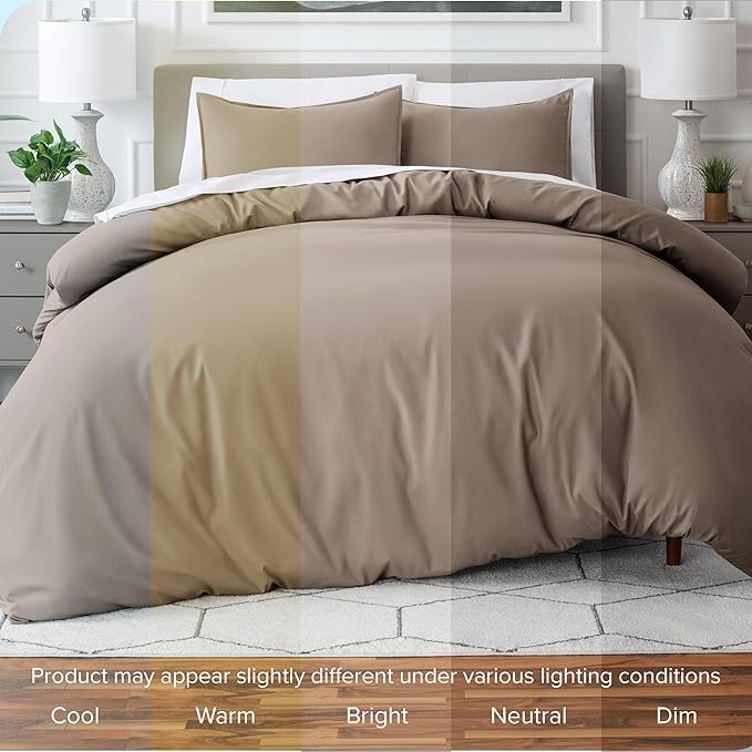 Bare Home Bedding Duvet Cover Extra Long Size - Premium 1800 Super Soft Collection - Lightweight, Cooling Duvet Cover - Soft Breathable Bedding (Twin/Twin XL, Taupe)