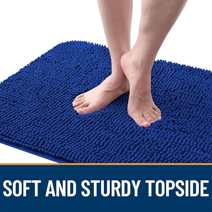 OLANLY Dog Door Mat for Muddy Paws 34x21, Absorbs Moisture and Dirt, Absorbent Non-Slip Washable Doormat, Quick Dry Chenille Mud Mat for Dogs, Entry Indoor Entryway Carpet for Inside Floor, Royal Blue