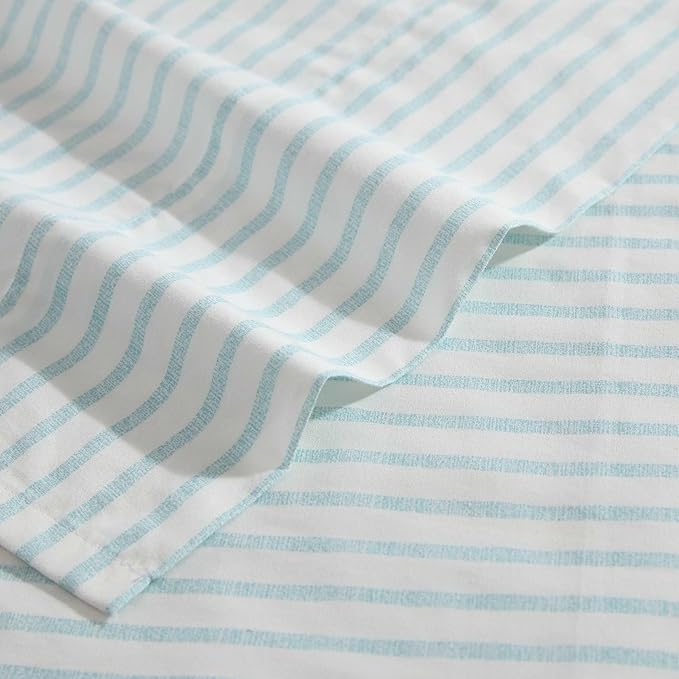 Tommy Bahama - King Sheet Set, Cotton Percale Bedding Set, Super Soft, Oeko-Tex Certified (Cool Beach Stripe Turquoise, King)