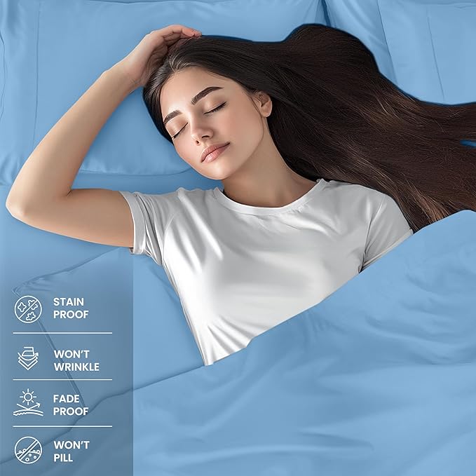 Utopia Bedding Full Sheet Set – 4 Piece Bed Sheets for Full Size Bed, Soft and Breathable Microfiber, Includes 1 Fitted Sheet, 1 Flat Sheet and 2 Pillowcases (Dutch Blue)