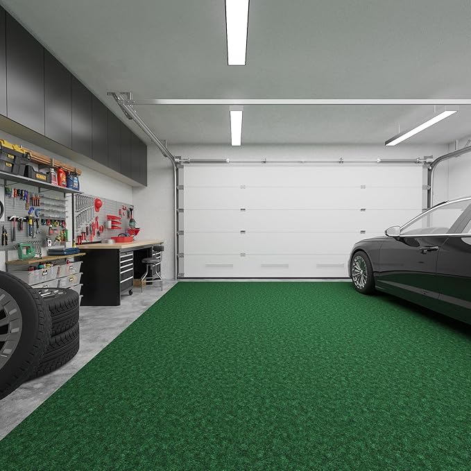 Ottomanson 6'6" x 7' Mud Mat Area Rug Scraper Carpet - Non-Slip, Dirt Trapping for Indoor & Outdoor Use - Ideal for Entryway, Garage, Kitchen, Patio & High-Traffic Areas, Green