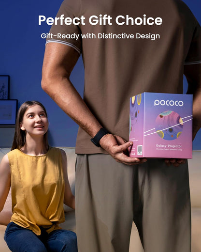 POCOCO Galaxy Star Projector for Bedroom with Replaceable Optical Film Discs, Home Planetarium Night Light Projector with High-Definition Soft Light for Relax, Study, and Meditate, Stress Relief Gifts