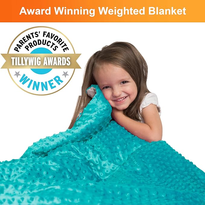 Super-Soft Kids Weighted Blanket 7 Pounds - Weighted Blanket for Kids - Easy to Clean, Washable Minky Cover - 41x60 Inches 7lbs Child - Small Heavy Blanket for Girls and Boys