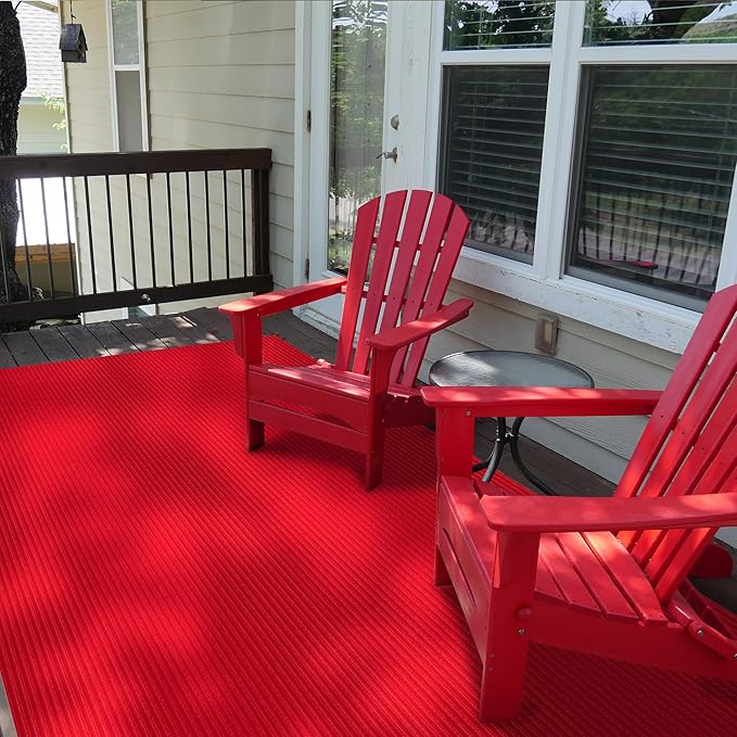 Ottomanson 3'11" x 34' Hallway Runner with Scraper Pile - Extra Durable Non-Slip Rug Mat for Indoor & Outdoor Use - Ideal for Kitchen, Entryway & Garage - High-Traffic Carpet, Red
