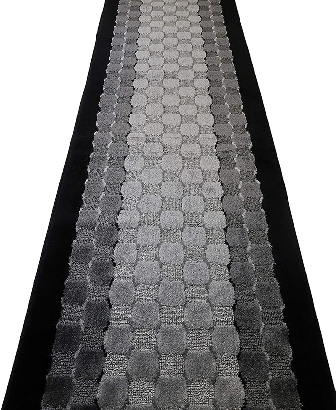 Custom Length Hallway Runner Rug,Slip Resistant,Checkered Black, 26 Inch X 27 feet, Sold and Priced Per Foot