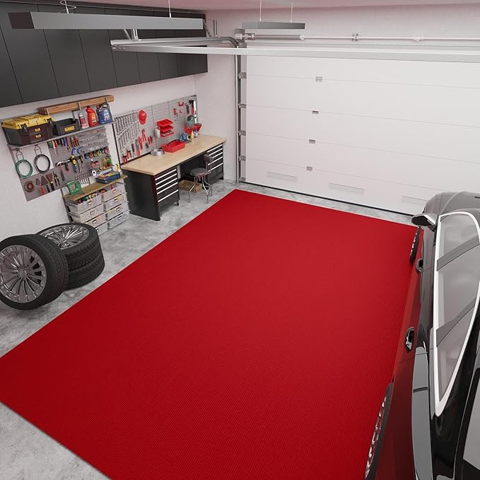 Ottomanson 6'6" x 36' Hallway Runner with Scraper Pile Extra Durable Non-Slip Rug Mat for Indoor & Outdoor Use - Ideal for Kitchen, Entryway, Patio & Garage - High-Traffic Carpet, Red