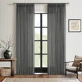 Dark Grey 80 Inch Pinch Pleated Linen Curtains 2 Panel Set for Living Room Thick Linen Drapes 80 Inches Long Pinch Pleat Drapes Semi Sheer Curtain for Dining Bedroom Office Charcoal Gray