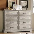 Farmhouse 8 Drawers Dresser for Bedroom, 48" Wide Modern Chest of Drawers with Deep Drawers & Bar Handles, Rustic Wood Dresser TV Stand, Wooden Closet Storage Organizer for Living Room, Hallway, Grey