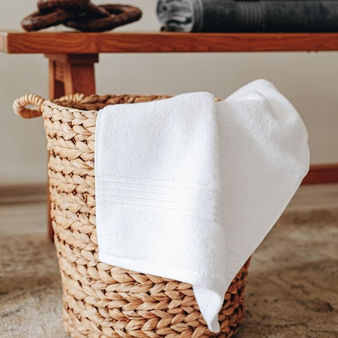 Milara Turkish Super-Plush Bath Towels Set 2-Piece | Premium Cotton Bath Towel Set Absorbent, Durable with Hanging Loops | White Color Turkish Bath Towels, (27 x 54 Inches)