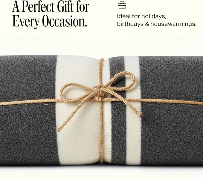 Preston Lane Highrise Throw Blanket – 50" x 70", Premium Soft Cotton Blend, Soft Fluffy Blanket Throw in for Couch, Bed, Boho Home Décor & Cozy Warmth, Made in Portugal, Slate