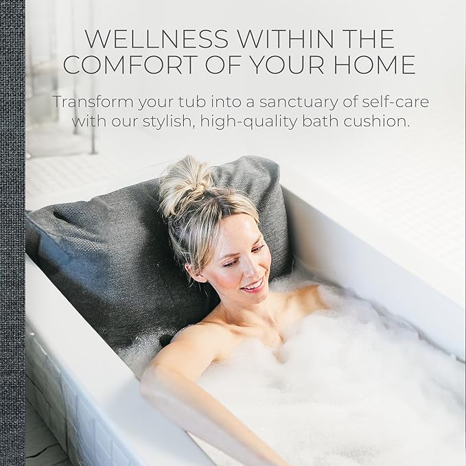 BADESOFA® Luxury Bathtub Pillow L - Large Bath Pillow for Therapeutic Neck and Back Support Quick-Drying - Full Body Bath Tub Cushion - Luxury Spa Cushion in Charcoal